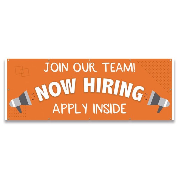 Signmission Join Our Team Now Hiring Apply Inside Banner Concession Stand Food Truck Single Sided B-120-30093